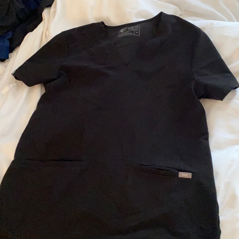 Figs Core Scrub Top Black